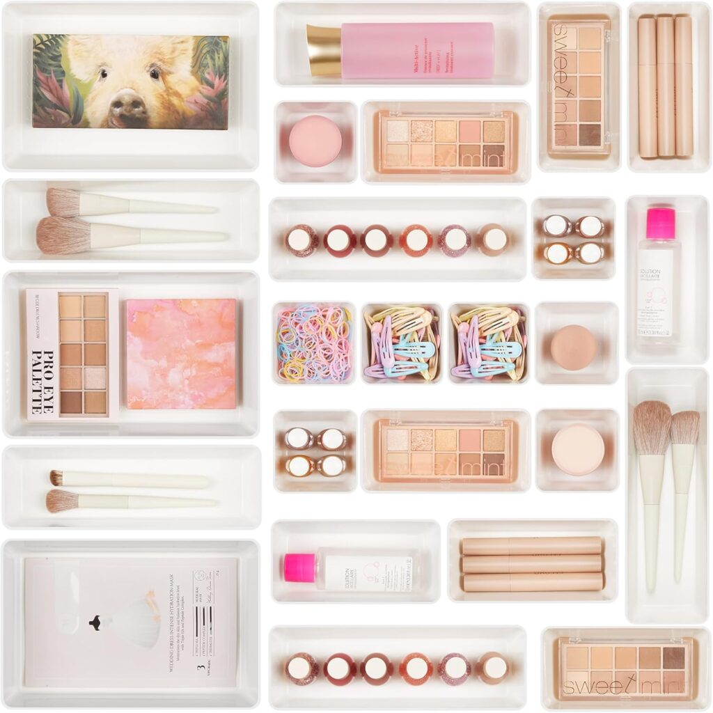 25 PCS Plastic Drawer Organizers Set