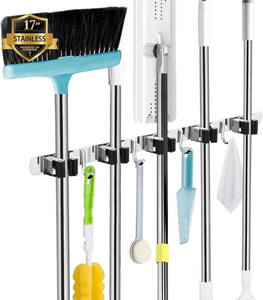 5 Racks and 4 Hooks Mop and Broom Holder